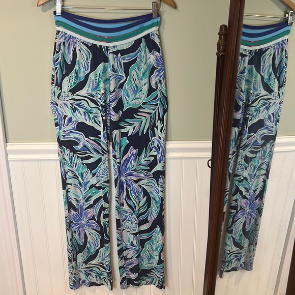 Pantalon Palazzo Lilly Pulitzer Georgia May - Taille XS, Vert émeraude, Motif Ananas - Neuf Avec étiquettes